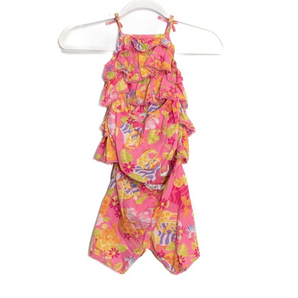 Baby Girls Size 3-6M Floral Tiered Ruffle Outfit & Diaper Cover Set - Pink & Mul - Picture 5 of 8